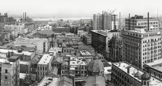 Panorama of New Orleans taken from the Hotel Grunewald in 1910. Part 1. (I had to split the panorama view into three parts. The complete panorama is made up of five individual photographic images joined together in the photographic studio)